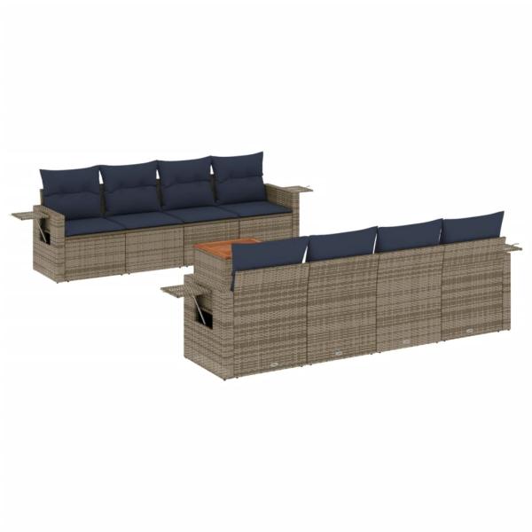 ARDEBO.de - 9-teiliges Gartensofa-Set mit Kissen, grau, Polyrattan
