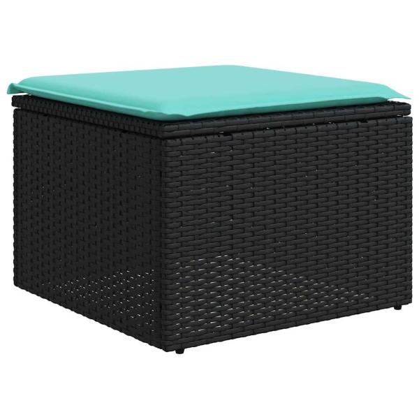 11-teiliges Gartensofa-Set mit Kissen, schwarzes Polyrattan