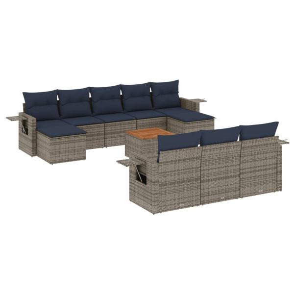 ARDEBO.de - 11-teiliges Gartensofa-Set mit Kissen, grau, Polyrattan