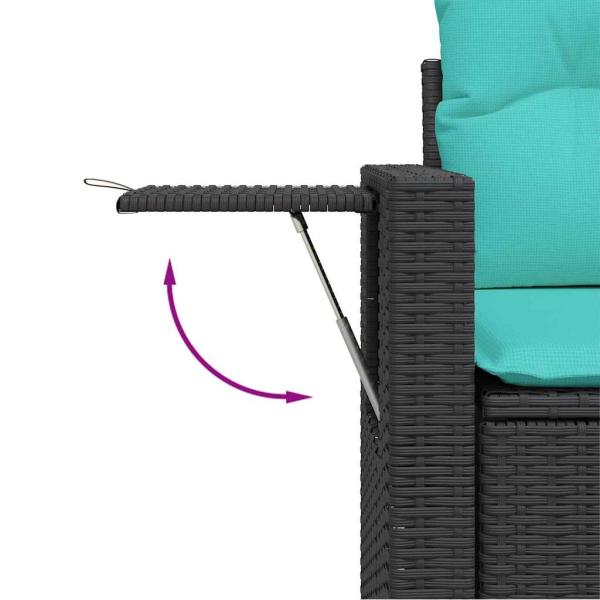 14-teiliges Gartensofa-Set mit Kissen, schwarzes Polyrattan