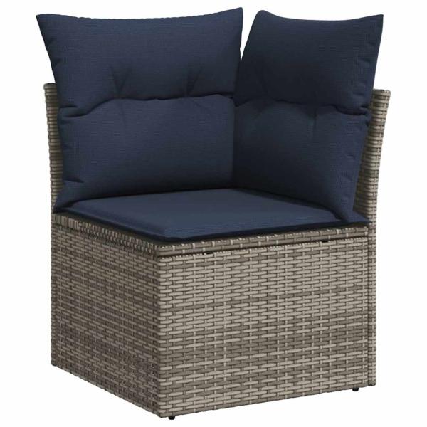 14-teiliges Gartensofa-Set mit Kissen, grau, Polyrattan