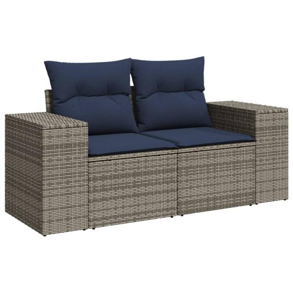 8-teiliges Gartensofa-Set mit Kissen, grau, Polyrattan