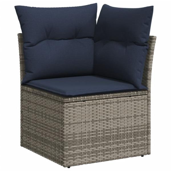 3-teiliges Gartensofa-Set mit Kissen, grau, Polyrattan