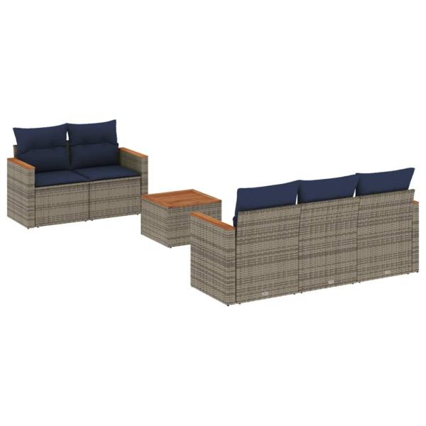 ARDEBO.de - 6-teiliges Gartensofa-Set mit Kissen, grau, Polyrattan