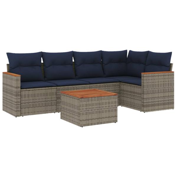 ARDEBO.de - 6-teiliges Gartensofa-Set mit Kissen, grau, Polyrattan