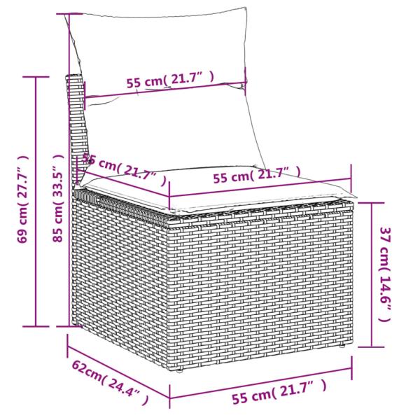 7-teiliges Gartensofa-Set mit Kissen, grau, Polyrattan