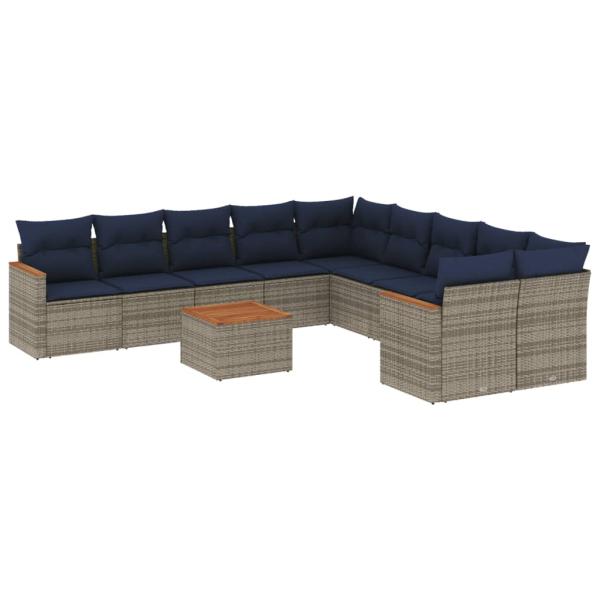 ARDEBO.de - 11-teiliges Gartensofa-Set mit Kissen, grau, Polyrattan