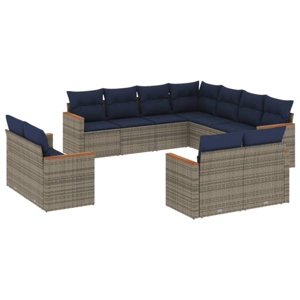 11-teiliges Gartensofa-Set mit Kissen, grau, Polyrattan