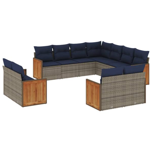 11-teiliges Gartensofa-Set mit Kissen, grau, Polyrattan
