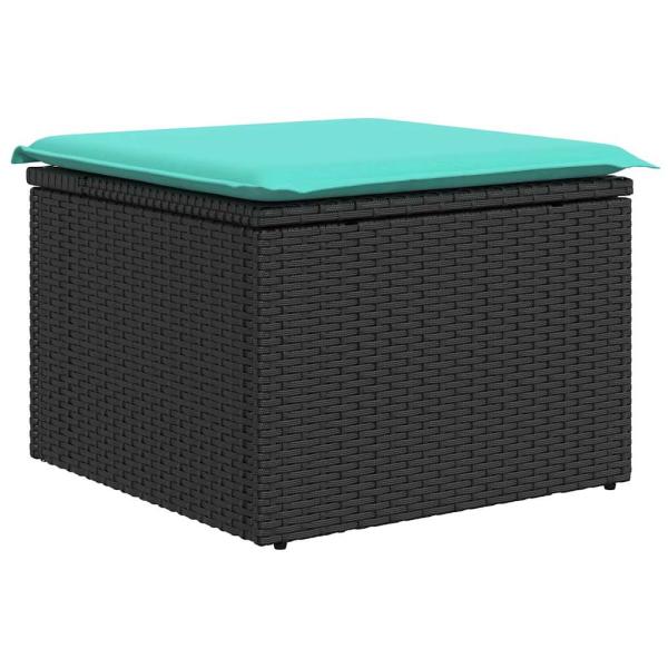 11-teiliges Gartensofa-Set mit Kissen, schwarzes Polyrattan