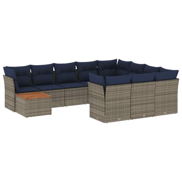 13-teiliges Gartensofa-Set mit Kissen, grau, Polyrattan