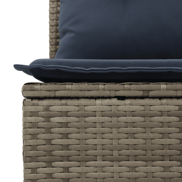 8-teiliges Gartensofa-Set mit Kissen, grau, Polyrattan