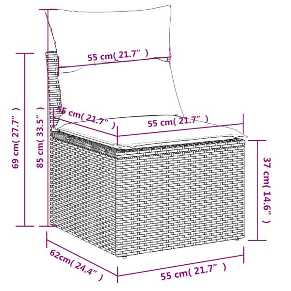 8-teiliges Gartensofa-Set mit Kissen, grau, Polyrattan