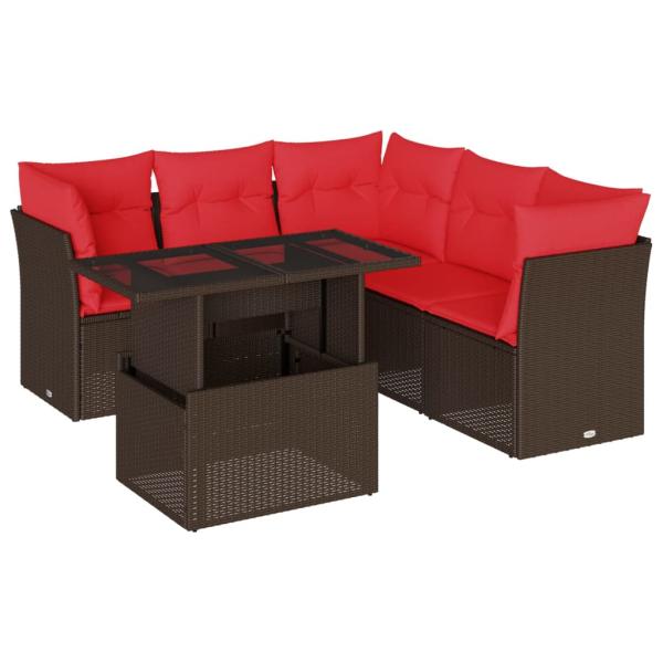 ARDEBO.de - 6-teiliges Gartensofa-Set mit Kissen, braun, Polyrattan