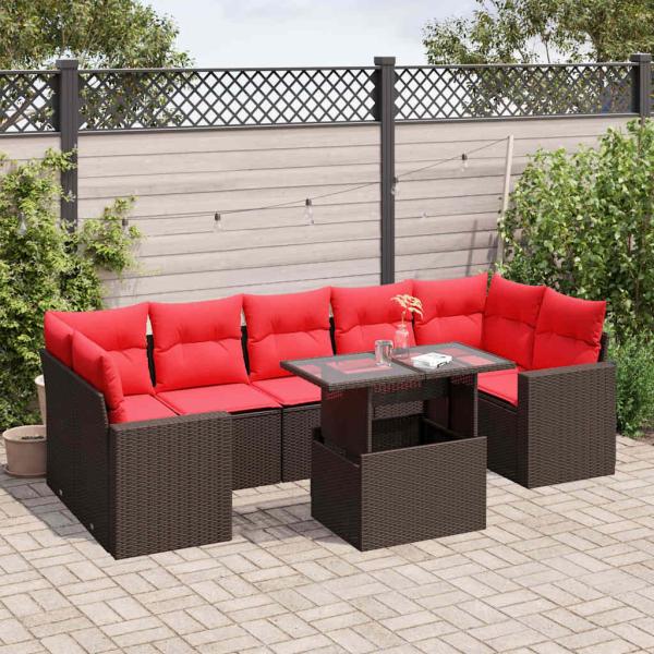 ARDEBO.de - 8-teiliges Gartensofa-Set mit Kissen, braun, Polyrattan