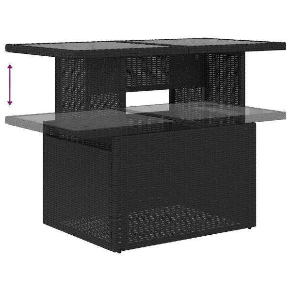 10-teiliges Gartensofa-Set mit Kissen, schwarzes Polyrattan