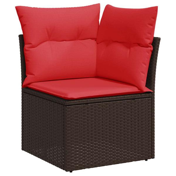 7-teiliges Gartensofa-Set mit Kissen, braun, Polyrattan