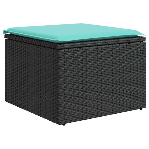 6-teiliges Gartensofa-Set mit Kissen, schwarzes Polyrattan