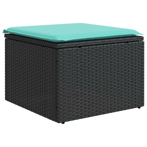 8-teiliges Gartensofa-Set mit Kissen, schwarzes Polyrattan