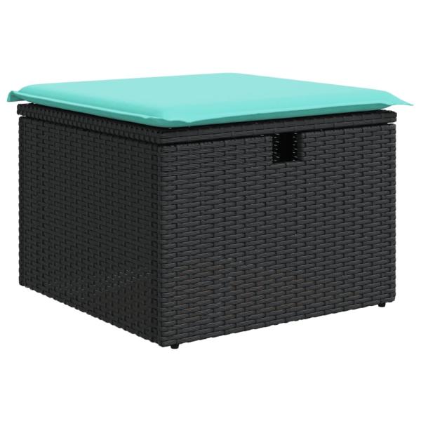 8-teiliges Gartensofa-Set mit Kissen, schwarzes Polyrattan