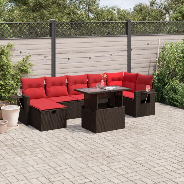 ARDEBO.de - 8-teiliges Gartensofa-Set mit Kissen, braun, Polyrattan