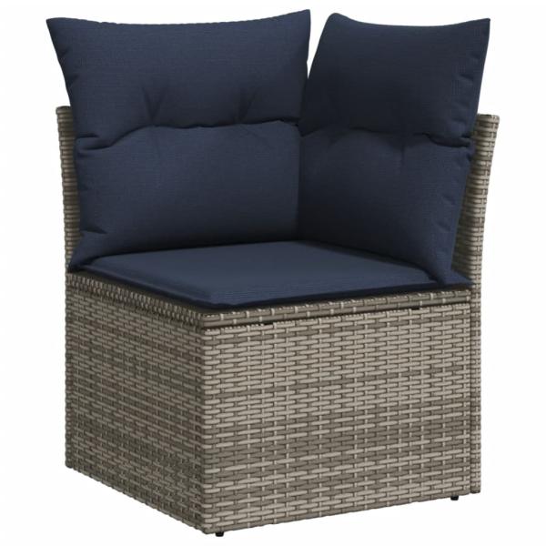 8-teiliges Gartensofa-Set mit Kissen, grau, Polyrattan