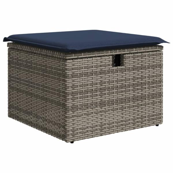 8-teiliges Gartensofa-Set mit Kissen, grau, Polyrattan