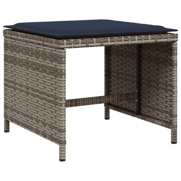 13-teiliges Garten-Ess-Set mit Kissen, grau, Polyrattan