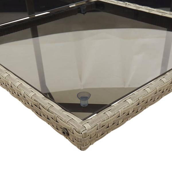 5-teiliges Garten-Ess-Set mit Kissen, grau, Polyrattan