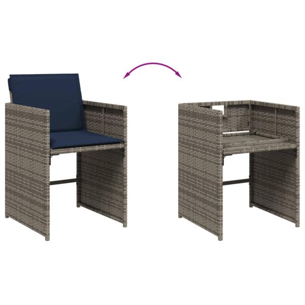 17-teiliges Garten-Ess-Set mit Kissen, grau, Polyrattan