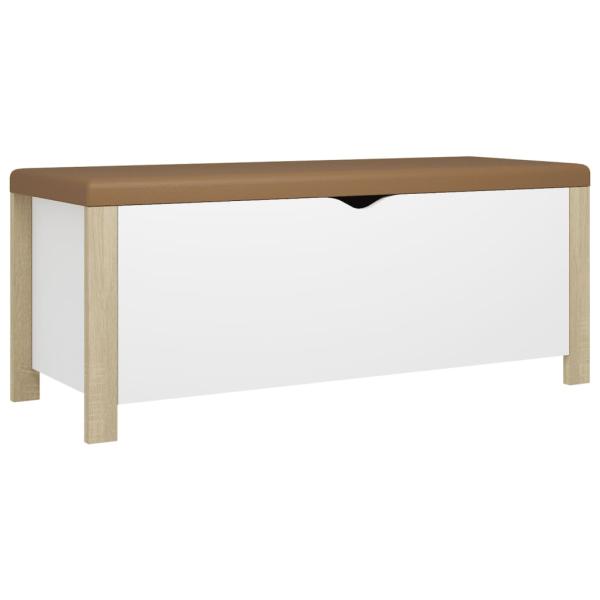 Aufbewahrungsbox mit Kissen Weiß & Sonoma Eiche 105x40x45 cm