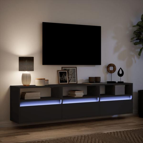 ARDEBO.de - TV-Wandschrank mit LED Schwarz 180x31x45 cm