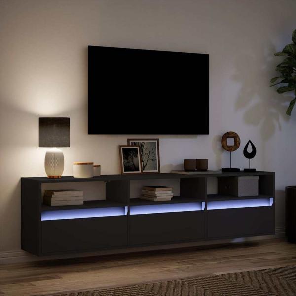 TV-Wandschrank mit LED Schwarz 180x31x45 cm
