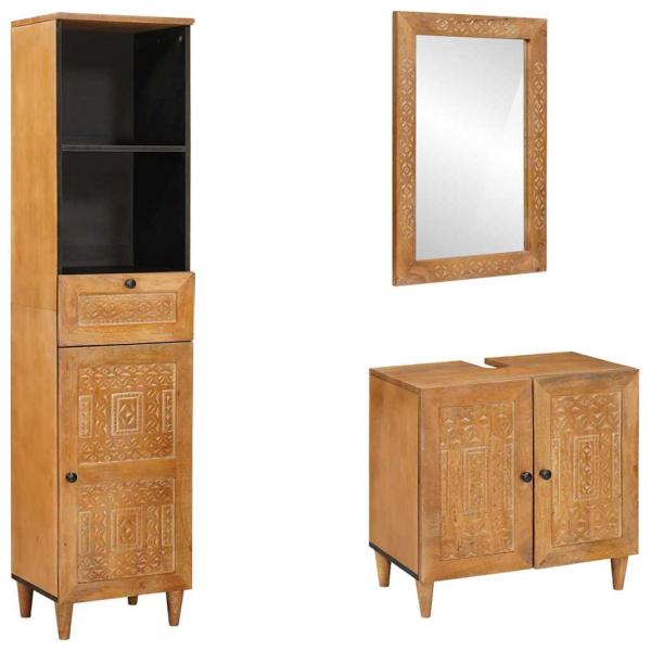 ARDEBO.de - Badezimmermöbel Set mit Schubladen 3 pcs Braun 38 x 33 x 160 cm