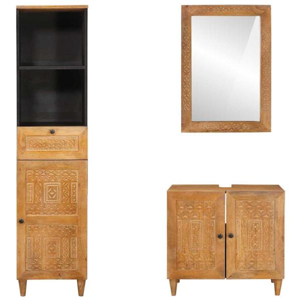 Badezimmermöbel Set mit Schubladen 3 pcs Braun 38 x 33 x 160 cm