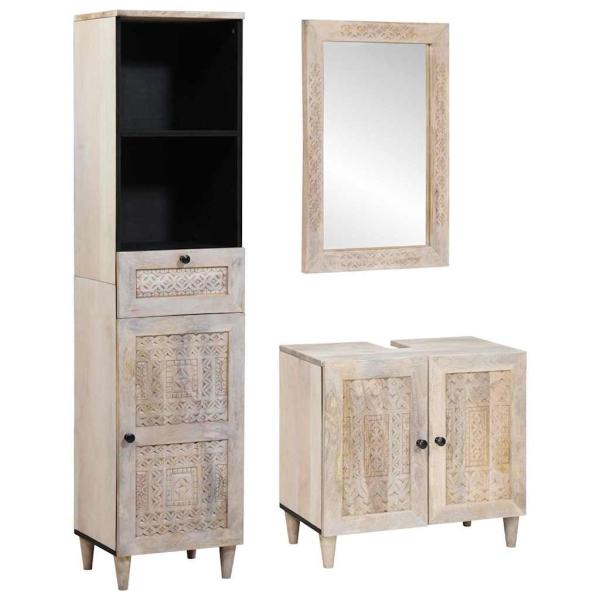 ARDEBO.de - Badezimmermöbel Set mit Schubladen 3 pcs Weiß 38 x 33 x 160 cm