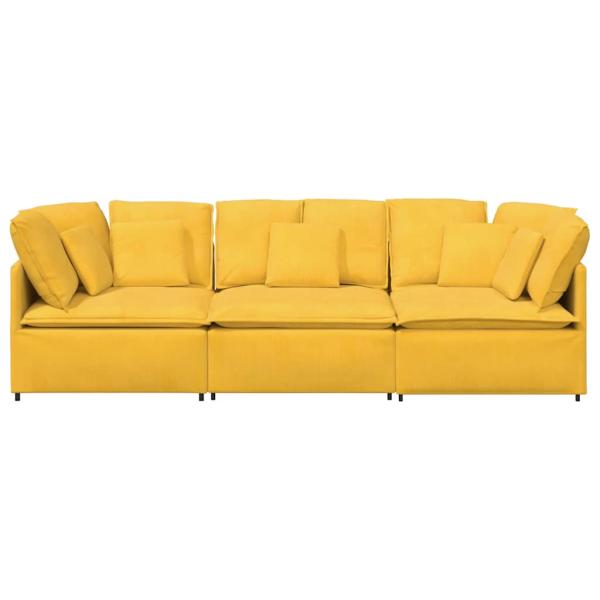 Modulares Sofa mit Kissen Cordstoff Hellgelb