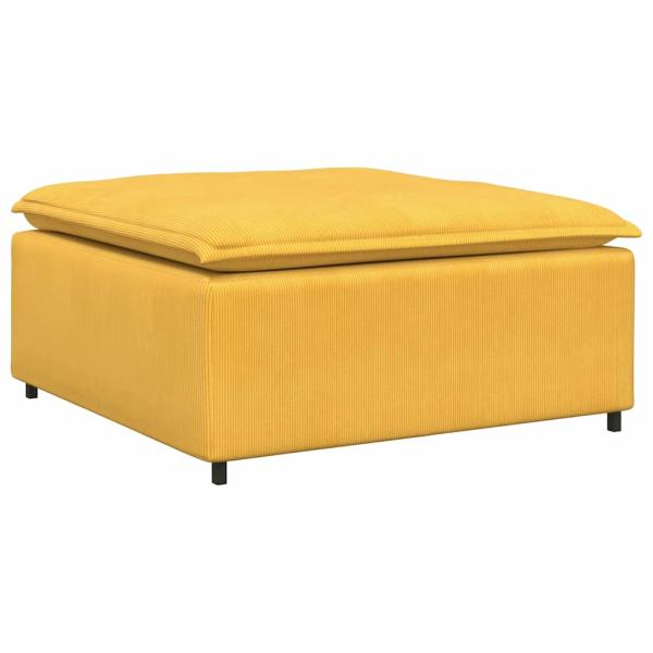 Modulares Sofa mit Fußhocker Kissen Cordstoff Hellgelb