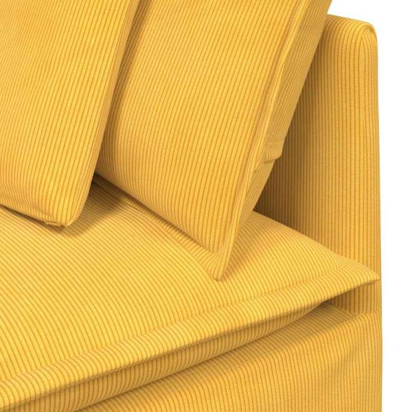 Modulares Sofa mit Fußhocker Kissen Cordstoff Hellgelb