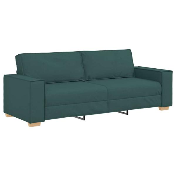 2-teiliges Sofa-Set mit Kissen, dunkelgrüner Stoff