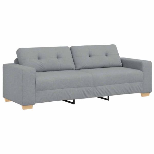 2-teiliges Sofa-Set mit Kissen, hellgrauer Stoff