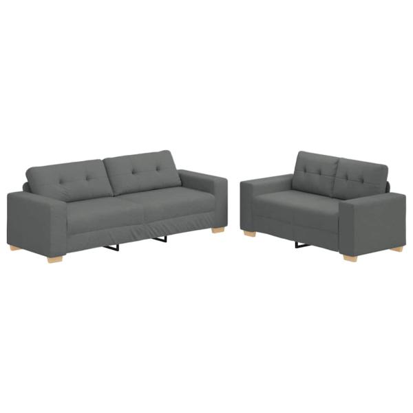 ARDEBO.de - 2-teiliges Sofa-Set mit Kissen, dunkelgrauer Stoff