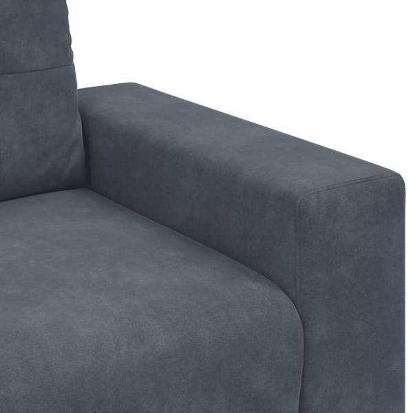 2-teiliges Sofa-Set mit Kissen, dunkelgrauer Samt