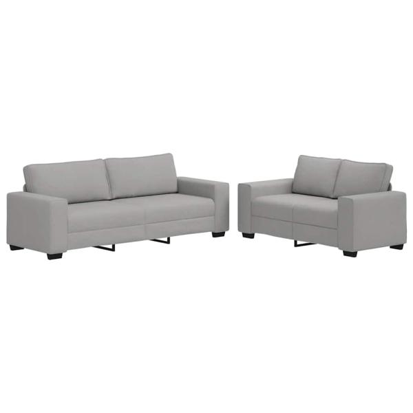 2-teiliges Sofa-Set mit Kissen, wolkengrauer Stoff