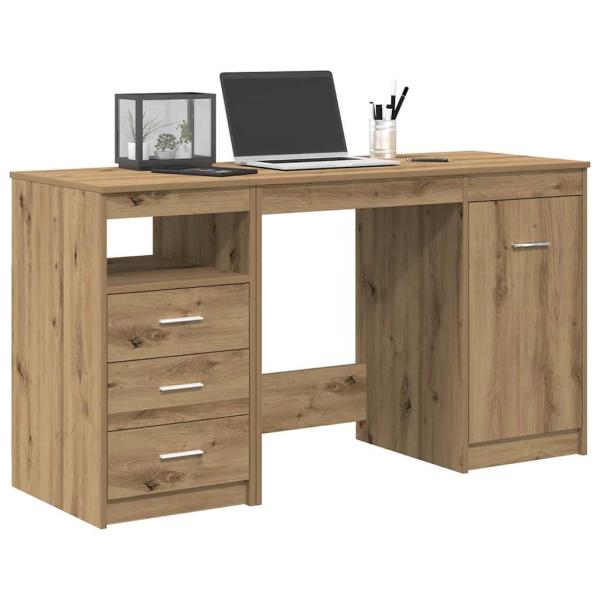 ARDEBO.de - Schreibtisch mit Schrank Artisan Oak Engineered Wood