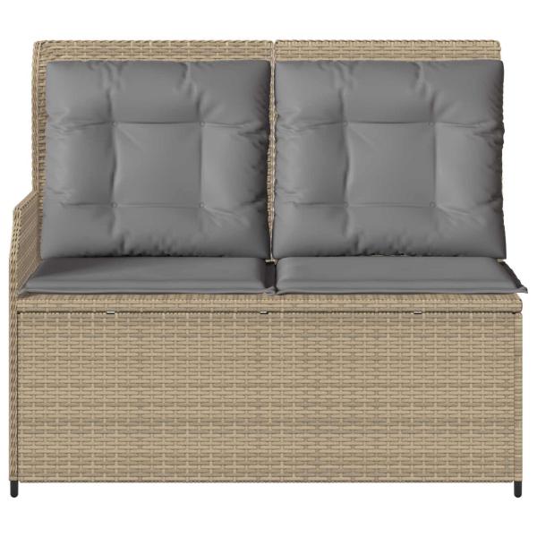 Gartenbank mit Kissen Beige Poly Rattan