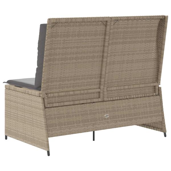 Gartenbank mit Kissen Beige Poly Rattan