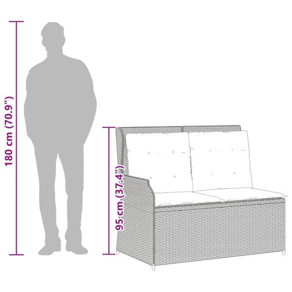 Gartenbank mit Kissen Beige Poly Rattan