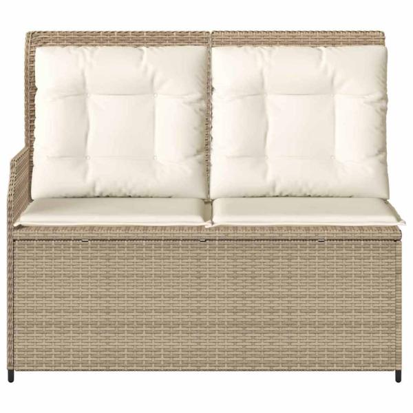 Gartenbank mit Kissen Beige Poly Rattan