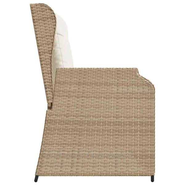 Gartenbank mit Kissen Beige Poly Rattan